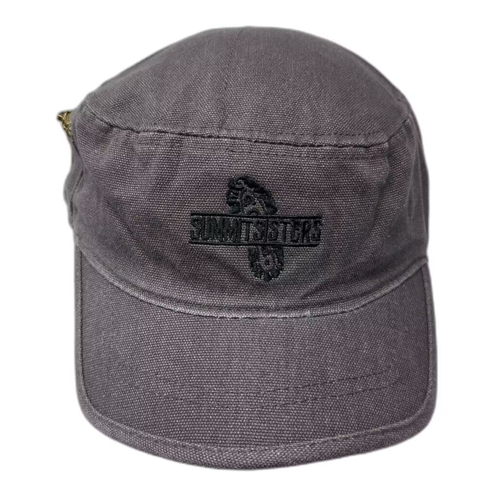 Pacific Headwear Army Cap Gray Hat OS Embroidered Summit Sisters Side Zipper